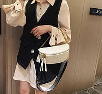 Модная женская бананка Fashion стильная и качественная женская сумочка на грудь кросс боди Молочный высокое