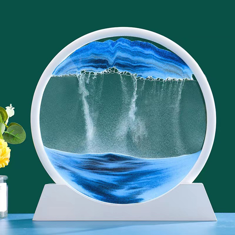 Картина-антистрес "Піски, що рухаються 3D" (Moving Sandscapes) 25 см в білій рамці Подарунок на 8 березня