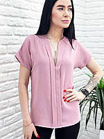 Классная легкая блузка коротким рукавом "Илона" 42-44,46-48,50-52
