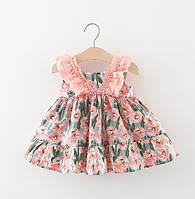 Летнее платье для девочек. Детский сарафан в цветочек на лето, розовый