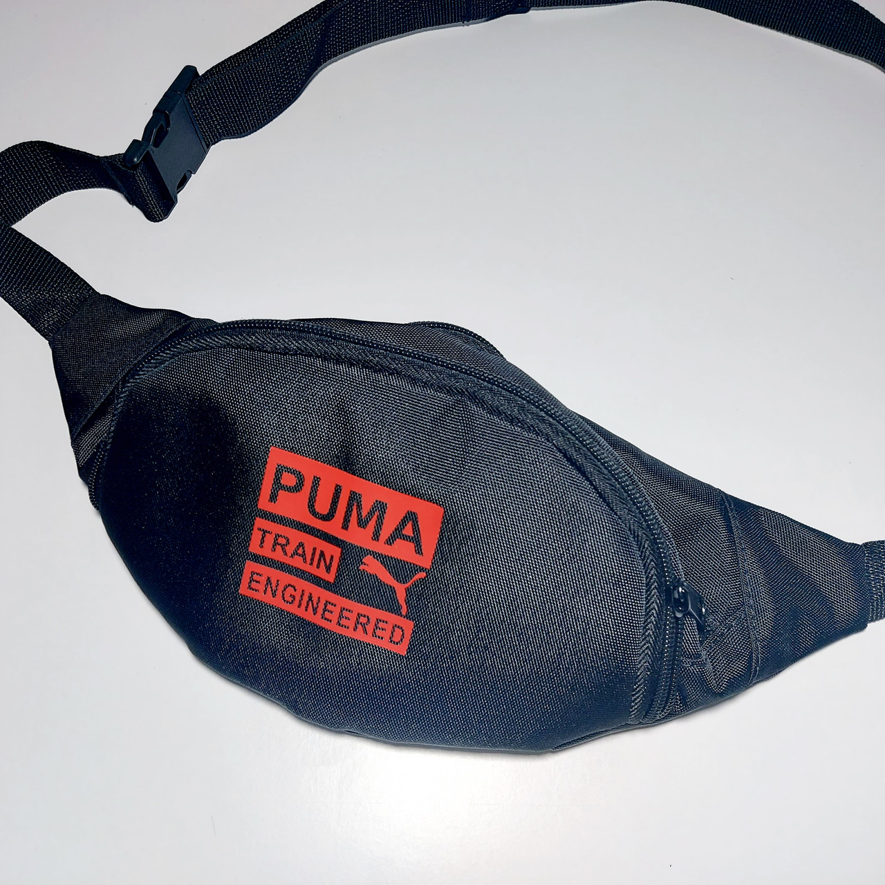 Поясна сумка бананка чорна спорт із червоним принтом, фото 1