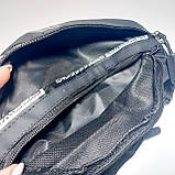 Поясна сумка бананка колір чорний 3 кармана, фото 6