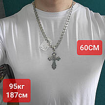 Срiбний масивний комплект хрестик та ланцюжок 925 проба чорнене, фото 6
