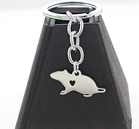 Брелок на ключи металл серебристый мышь мышка крыса типа сталь 1.2см