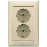 Розетка подвійна із заземленням і шторками, слонова кістка — Legrand Valena (774371)