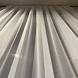 Комплект штори 2 шт 280х250 см мікровелюр Світло-зелений, тюль бамбук 400 см Тепло-білий, фото 5