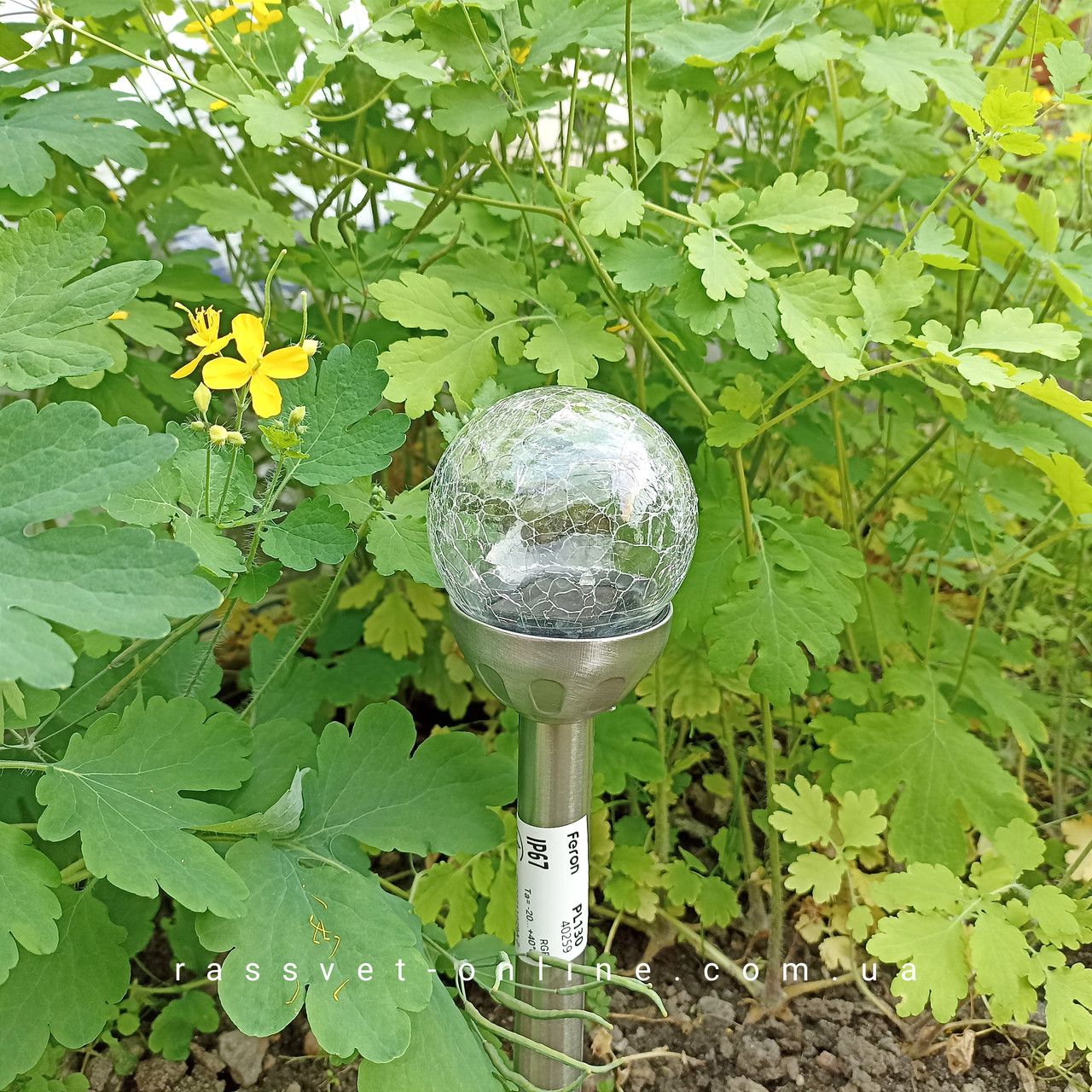 Садовый светильник на солнечной батарее Feron PL130 (PL256) RGB "паутинка" стеклянный шар - фото 3 - id-p1858320769