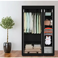 Тканинна шафа для речей складна чорна на 2 секції Storage Wardrobe 88105