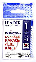 Рыбацкие крючки, №1, Leader Idumezina, 9шт/уп, цвет BN