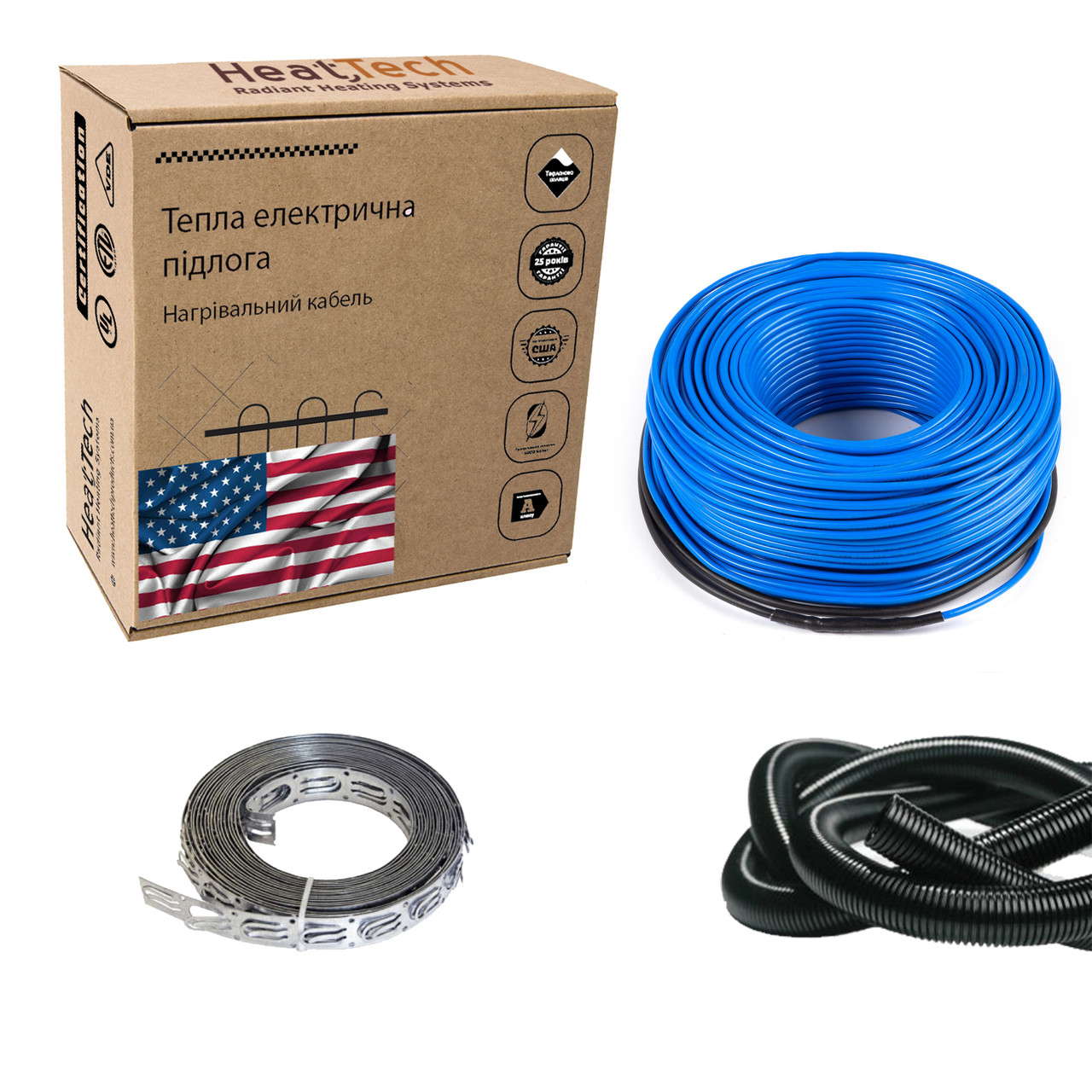 Нагрівальний кабель 41 м HeatTech 20 Вт/м тепла електрична підлога під плитку стяжку системи опалення, фото 1