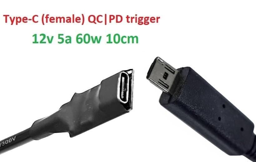 Перехідник на 12v (max 5a, 60w) A500/700/701 5pin Acer Iconia Tab 8-10cm з USB Type-C (Female) Quick Charge Power Delivery QC|PD