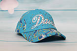 Кепка літня для дівчинки 48-50 см, блакитна, фото 3