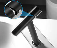 Дизайнерський змішувач для раковини, одноважільний кран горизонтальний монтаж WanFan для ванни Чорний-хром "Lv"