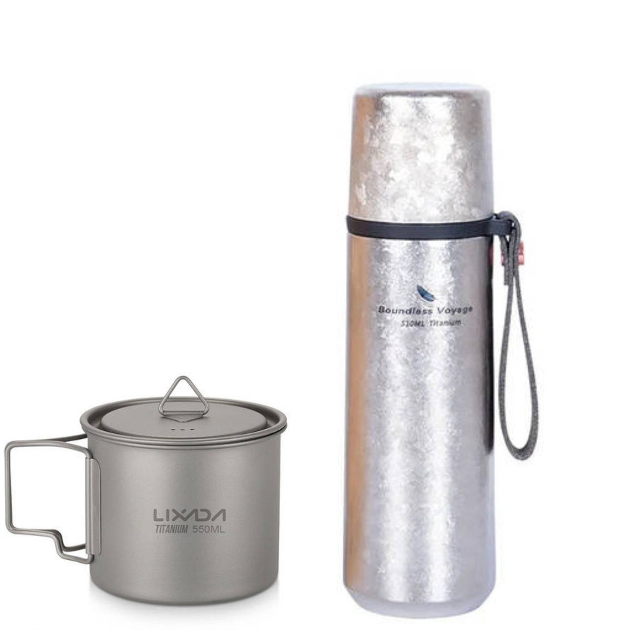 Термос титановий Boundless Voyage 510ml + чашка Lixada 550ml з титану
