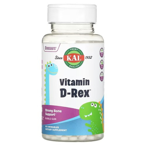 Вітамін D для дітей, KAL Dinosaurs Vitamin D-Rex 90 жувальних таблеток