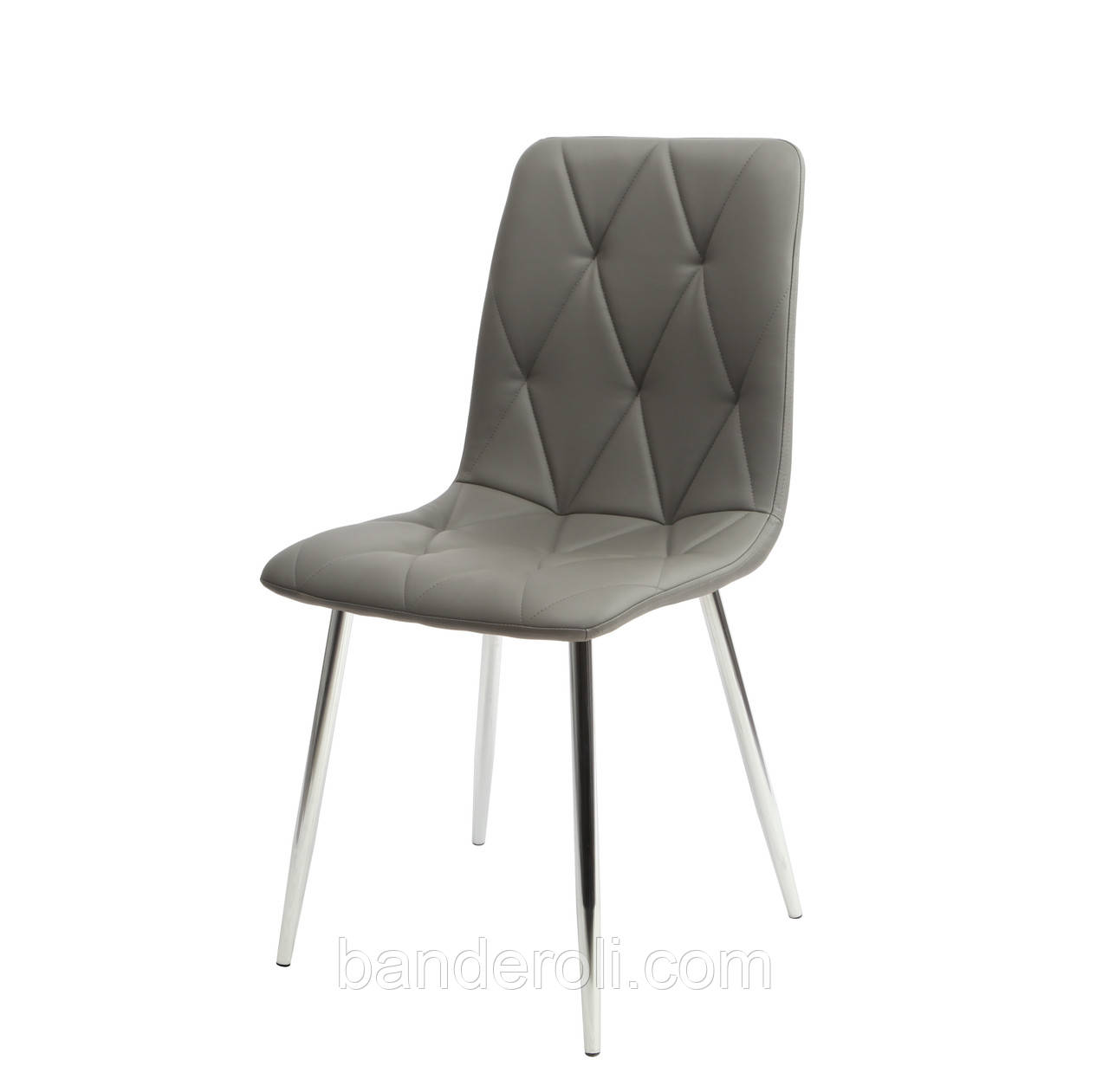 Стілець Fred сірий шкірозамінник 701 СН на металевих хромованих ногах, фото 1