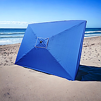 Большой уличный зонт 2x3 м с ветровым клапаном и элегантным серебряным покрытием