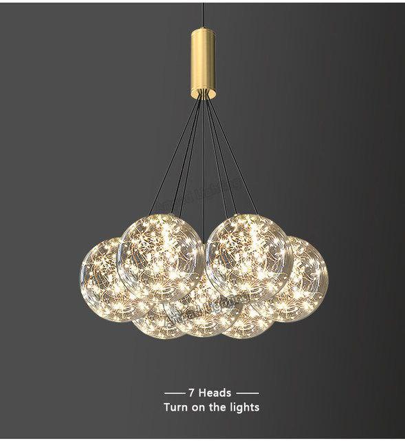 Led люстра підвісна кульки до 8 кв.м колір Золото 32 Ват Diasha H8001/7G