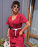 Сукня літня на гудзиках червоного кольору в горох, з кишенями, пояс у комплекті (50-52), фото 5