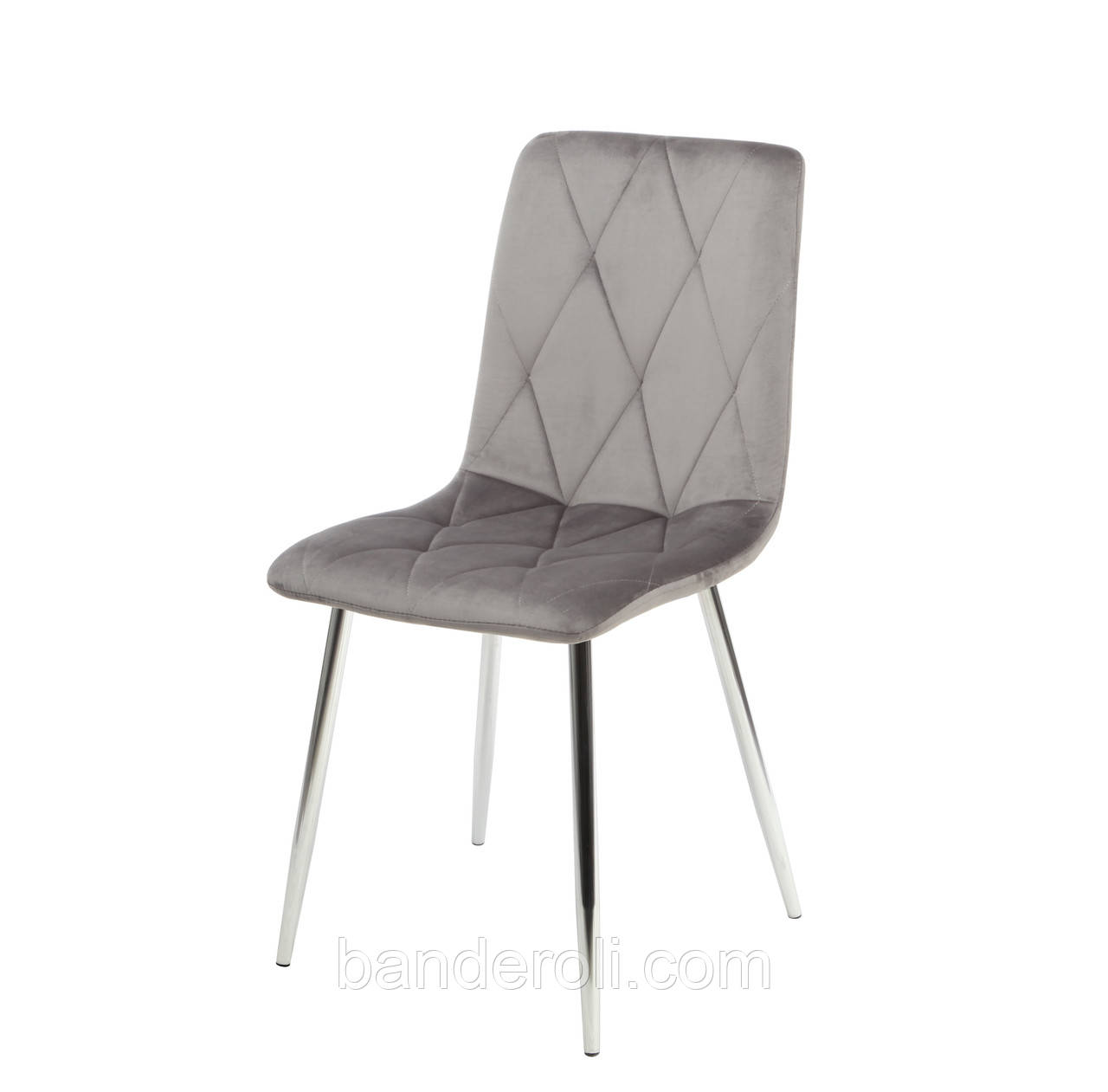 Стілець Fred сірий велюр OR-852 СН на металевих хромованих ногах., фото 1