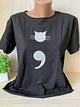Оригінальна літня біла,чорна жіноча футболка з принтом, розмір 46,48, фото 3