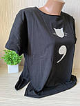 Оригінальна літня біла,чорна жіноча футболка з принтом, розмір 46,48, фото 6