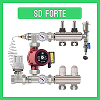 Коллектор "SD FORTE" на 2 контура в сборе латунный