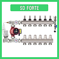 Колектор "SD FORTE" на 6 контурів в зборі латунний