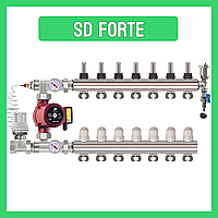 Колектор "SD FORTE" на 7 контурів в зборі  латунний