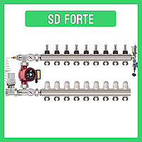 Коллектор "SD FORTE" на 9 контуров в сборе латунный