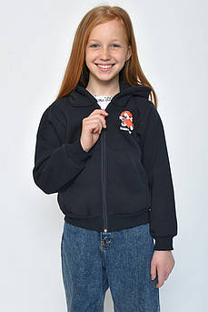 Спортивна кофта дитяча дівчинка на флісі черного кольору                                             153366M