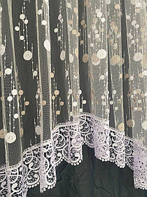 Готова Фіранка, Арка кружечок біла-пудра (3м.) - край(1.55) середина (1.25)