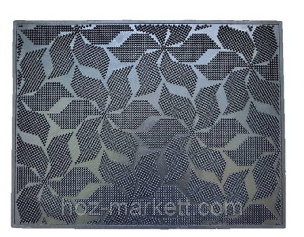 Килимок гумовий придверна квітка 55.3 см х 41.2 см чорний, фото 1