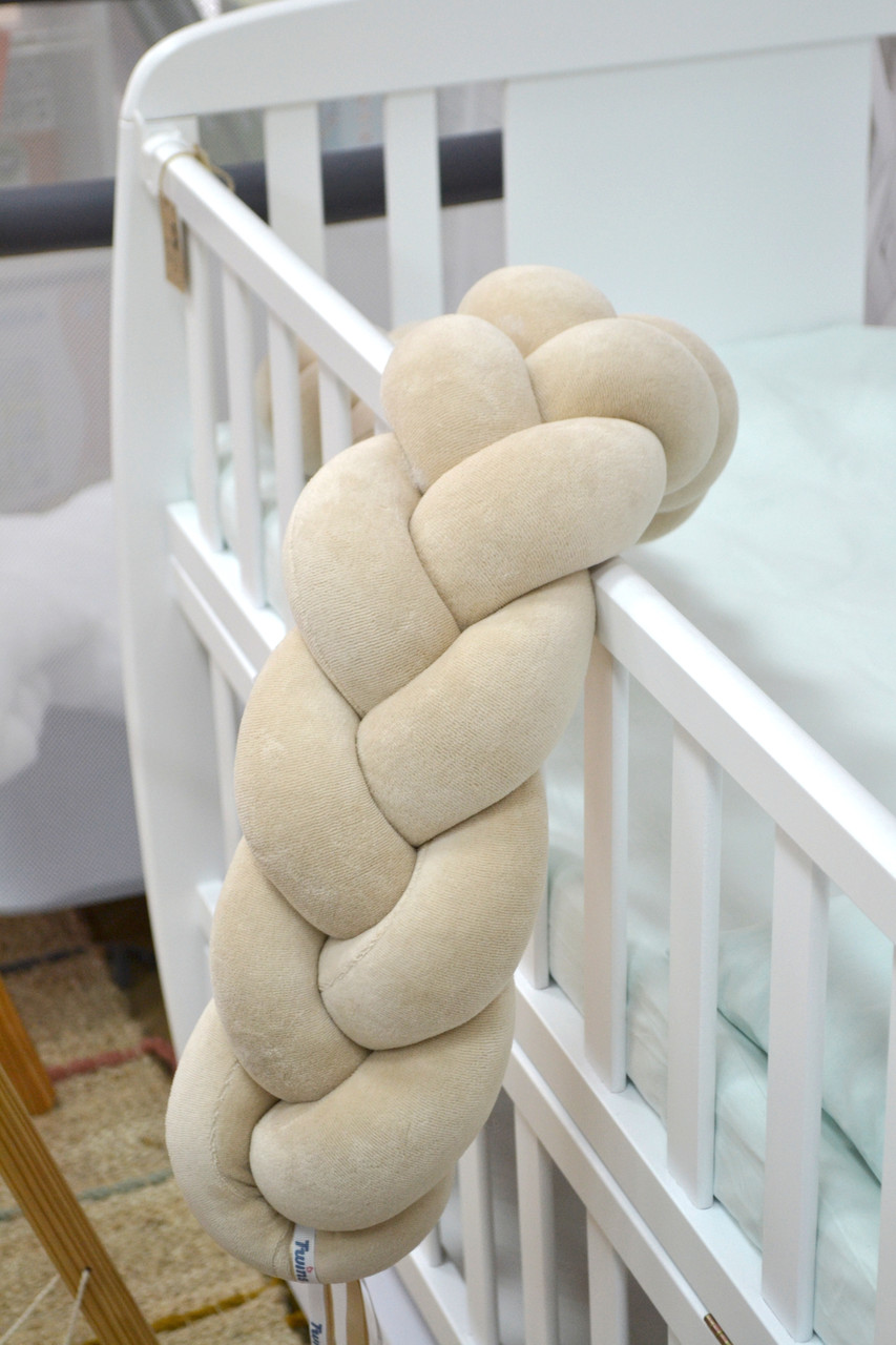 Бампер-косичка на кроватку Twins 120 см 3х-прядный, beige, фото 1