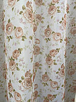 Ткань тюль вуаль "Кустарная роза" мильфлёр