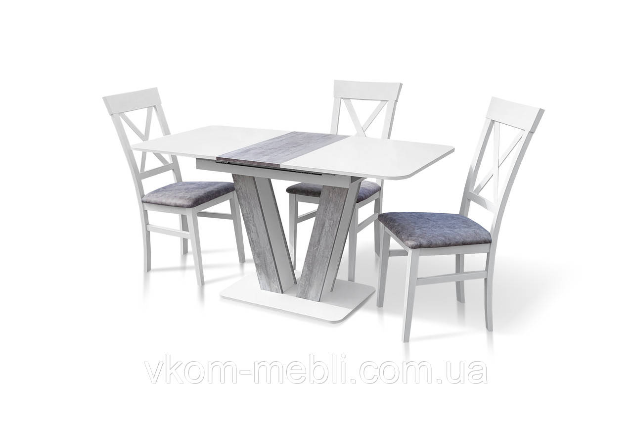 Стіл обідній розкладний Крафт Білий / Урбан лайт, фото 1