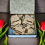 Дерев'яний пазл мапа України по областях 60*40 у коробці з принтом (Ваше фото,підпис,принт), фото 4