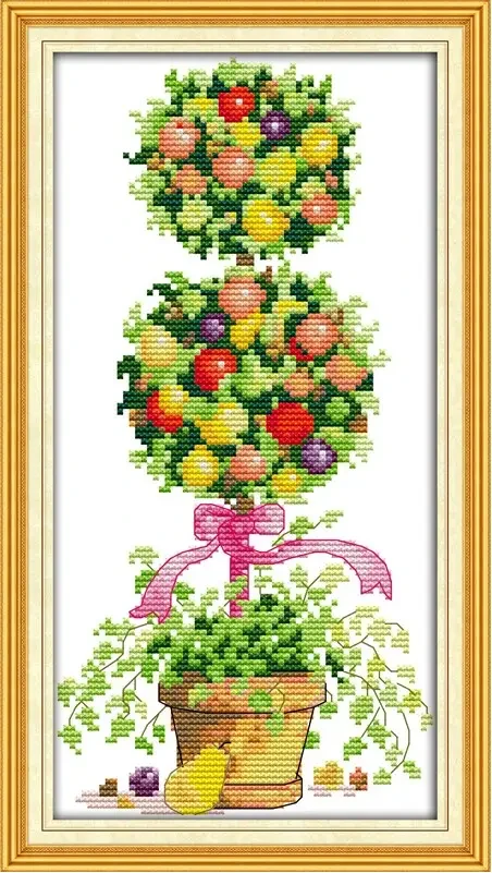 Набір для вишивання за нанесеною на канву схемою "Colorful rich tree". AIDA 14CT printed, 17*31 см