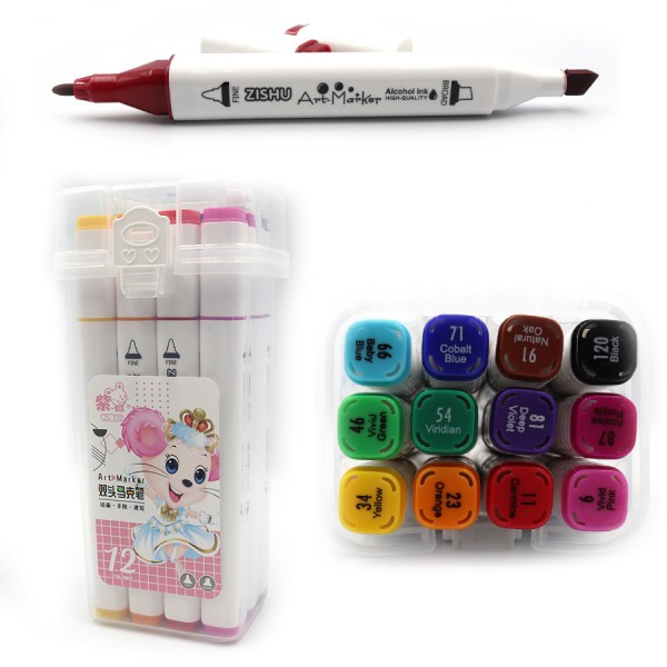 Набір скетч маркерів "Josef Otten" 222-12 12кол "Mouse" кругл/скош након треуг.корп.пласт.уп с этик, шт, фото 1