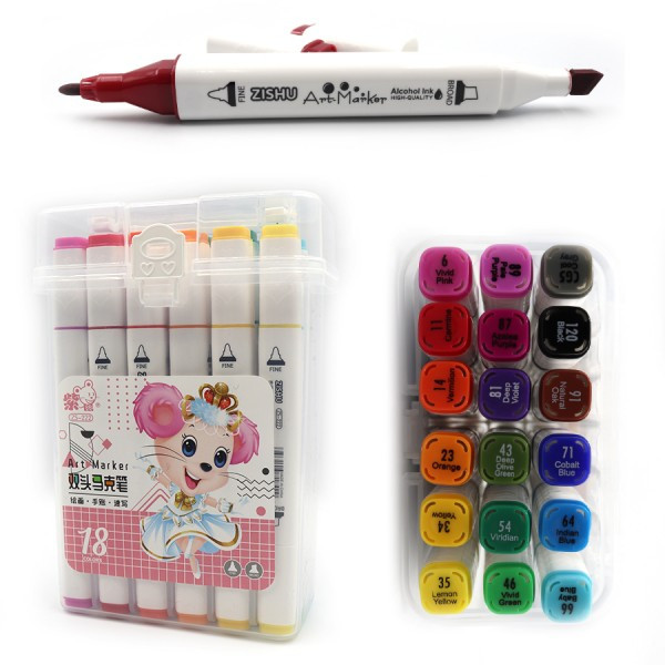 Набір скетч маркерів "Josef Otten" 222-18 18кол "Mouse" кругл/скош наконпласт.уп с этик, шт, фото 1