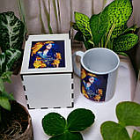 Патріотична подарункова упаковка біла з принтом для однієї чашки (ваш принт, фото, напис), фото 2