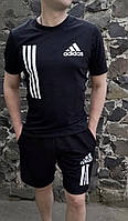 Чоловічий літній комплект костюм-футболка з шортами Адідас