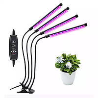 Фітолампа з таймером Grow Light 4 голови Фітосвітильник