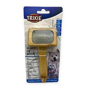 Щітка-пуходерка Trixie одностороння для догляду за шерстю котів та собак, бамбук-метал, 7х16 см ТХ-23022