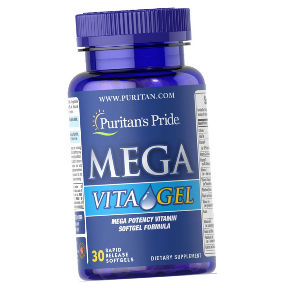 Витамины Puritan's Pride Mega Vita Gel 30 жидких капсул - фото 1 - id-p1858239778