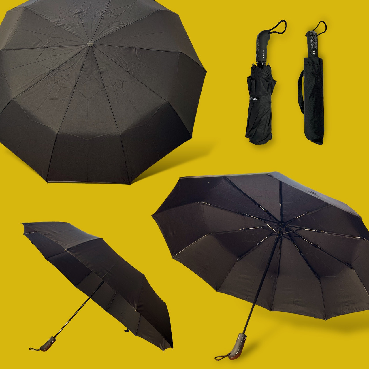 Зонт полный автомат складной черный зонтик мужской и женский от дождя и солнца (12226) - фото 3 - id-p1837361422