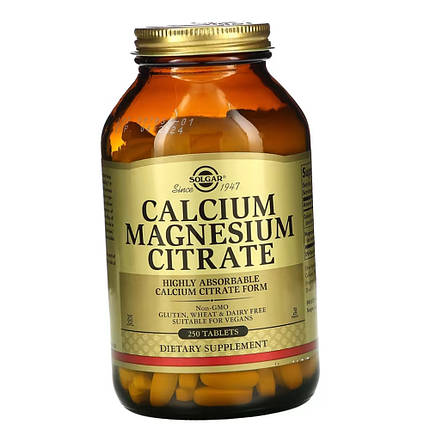 Кальцій Магній цитрат Solgar Calcium Magnesium Citrate 250 таблеток, фото 1