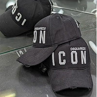 Бейсболка Dsquared2 Icon кепка с вышивкой мужская с регулятором черная белое лого спортивная модная брендовая