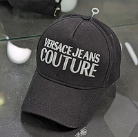 Бейсболка Versace кепка с вышивкой мужская с регулятором черный белое лого спортивная модная брендовая тракер