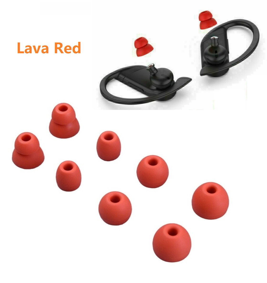 Силіконові амбушури Beats Powerbeats Pro Powerbeats 2 3 Wireless Beats X Flex All-Day Колір Червоний Lava Red, фото 1